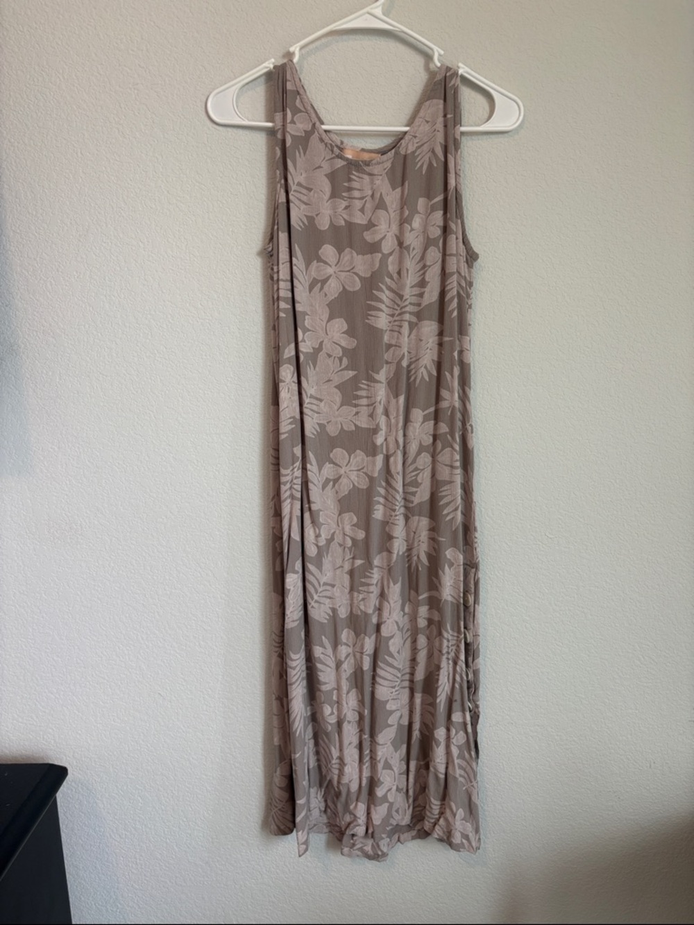 Vintage LA CERA Floral Sleeveless Midi Dress with button details M